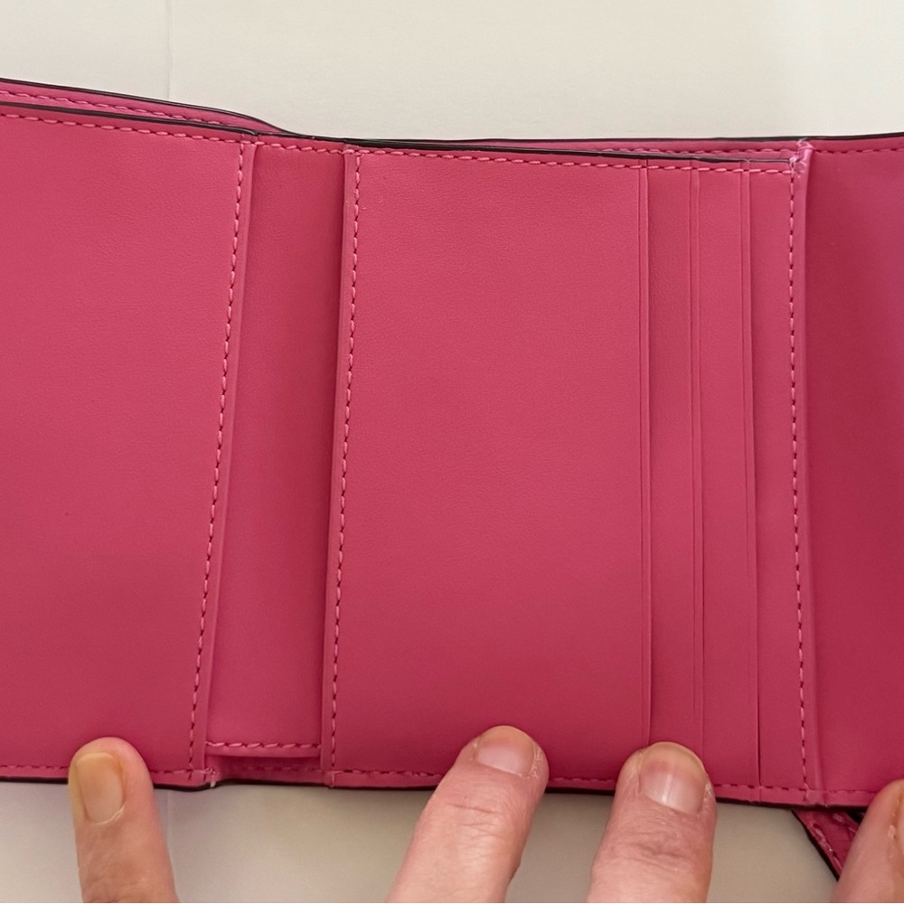 Coach Hot Pink Leather Small Wallet with Gold 'C' Accent - Picture 2 of 7